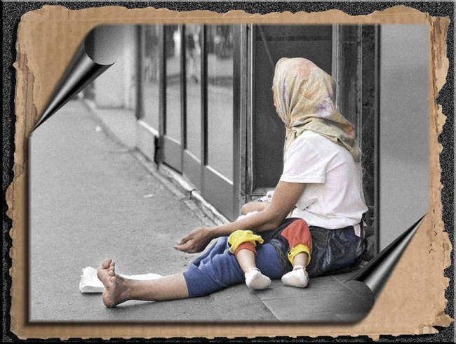 HOMELESS WOMAN WITH YOUNG CHILD